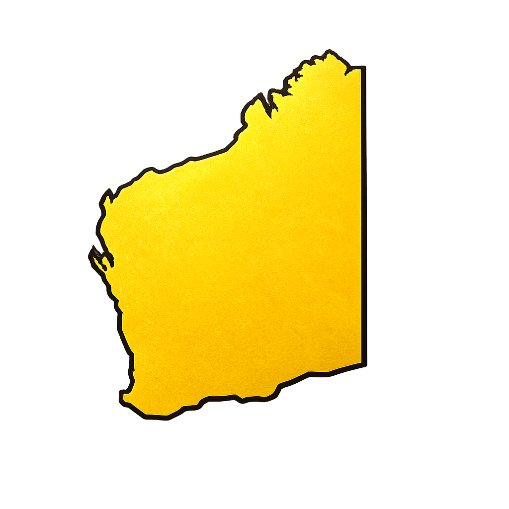 Map of Western Australia showing SlipGuard's slip testing coverage across Perth metro and regional WA